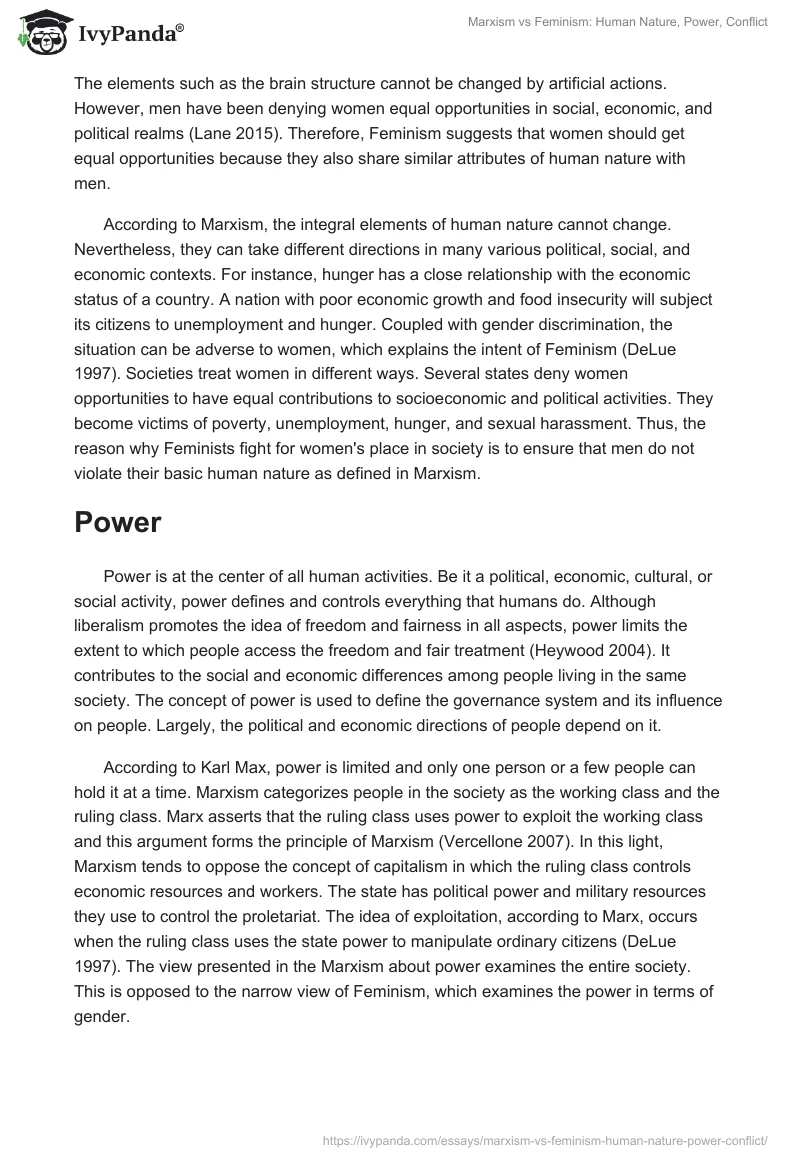 Marxism vs. Feminism: Human Nature, Power, Conflict. Page 2