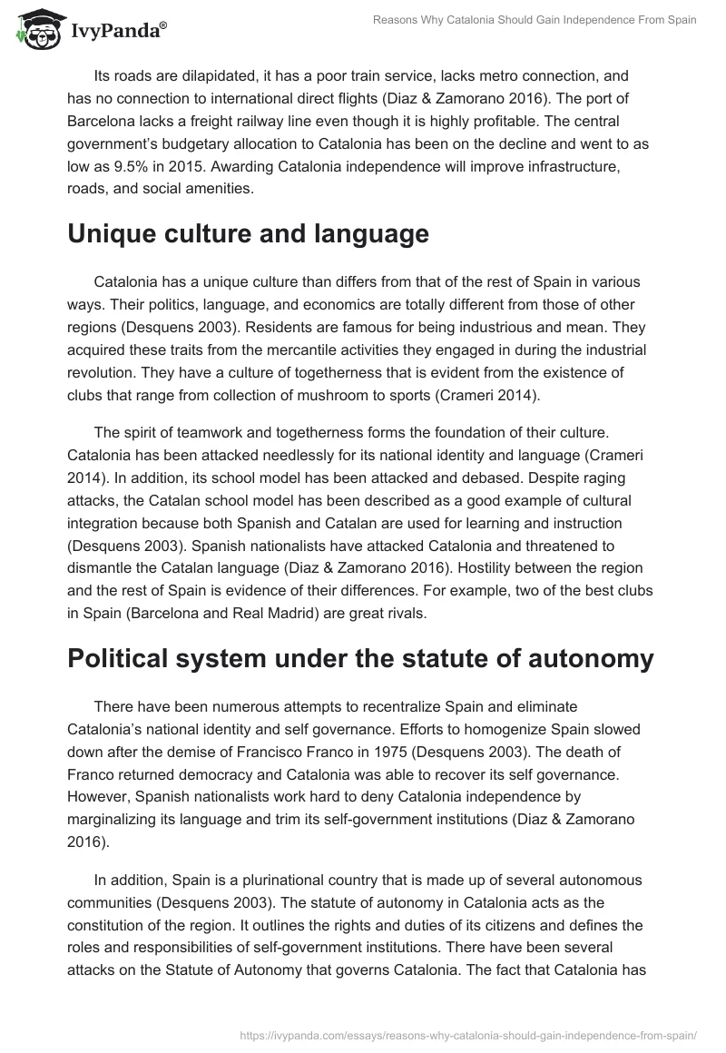 Reasons Why Catalonia Should Gain Independence From Spain. Page 2