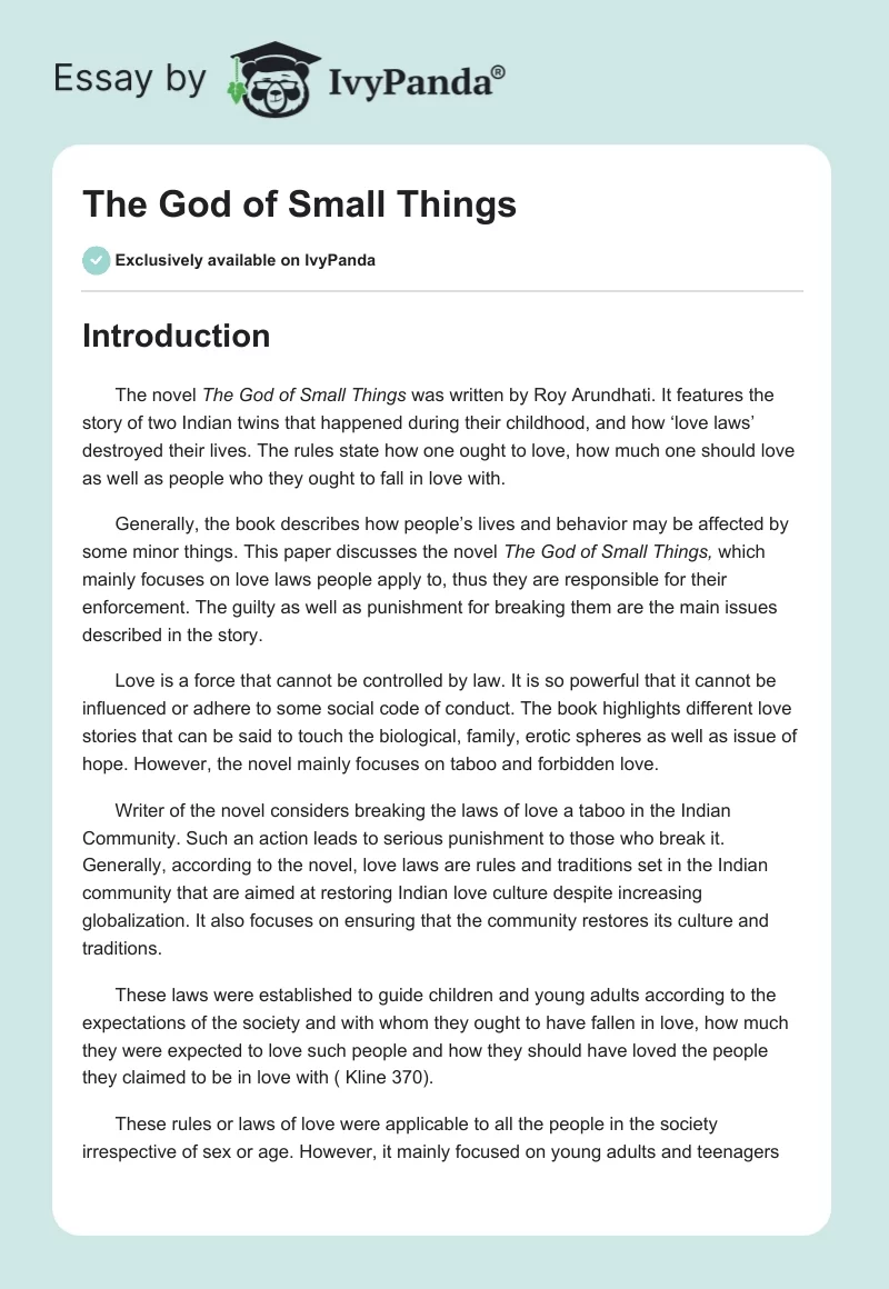 The God of Small Things. Page 1