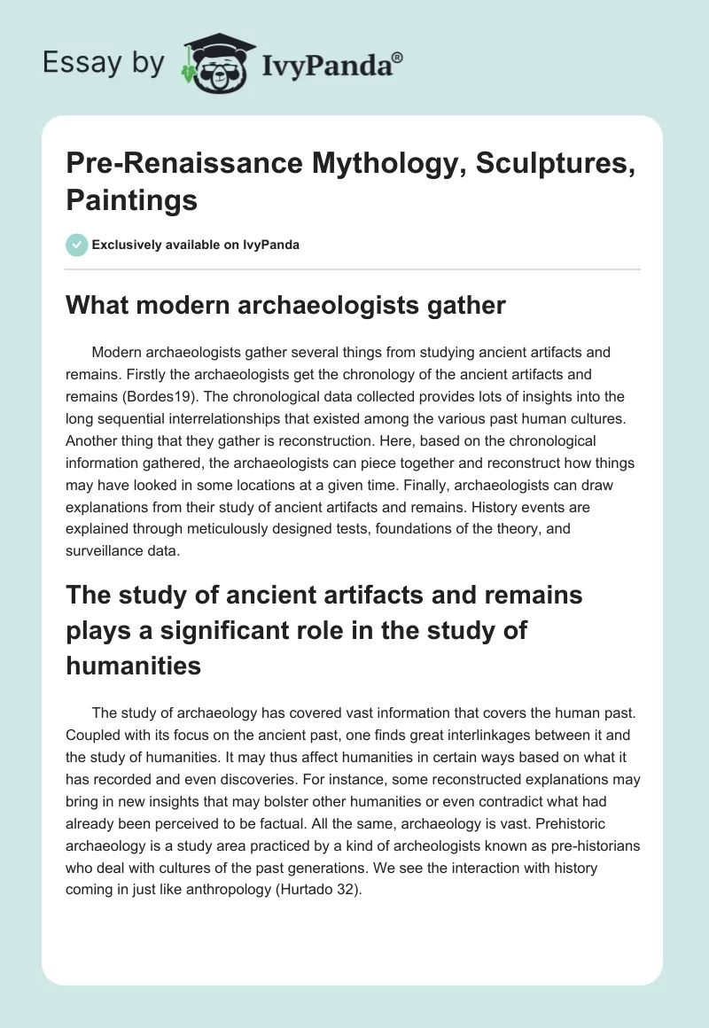 Pre-Renaissance Mythology, Sculptures, Paintings. Page 1