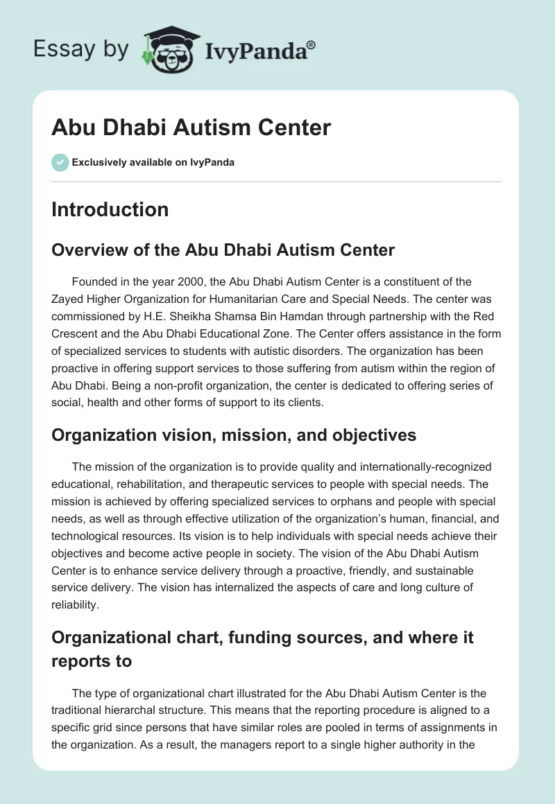 Abu Dhabi Autism Center. Page 1