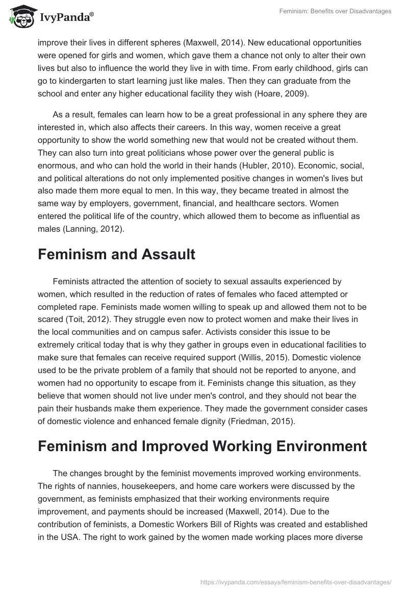 Feminism: Benefits over Disadvantages. Page 2