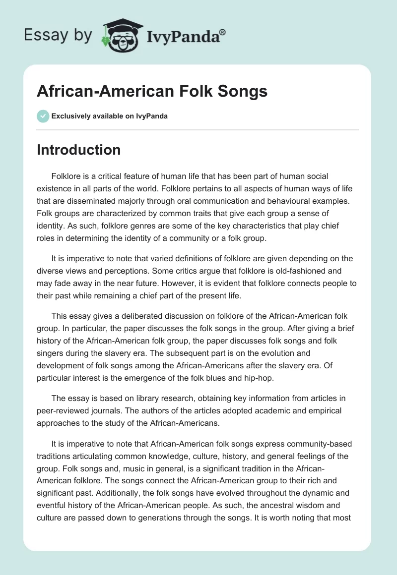 African-American Folk Songs. Page 1