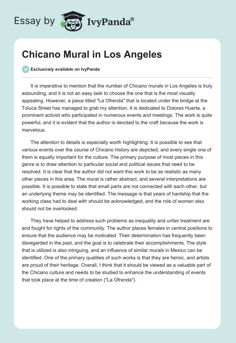 Chicano Mural in Los Angeles. Page 1