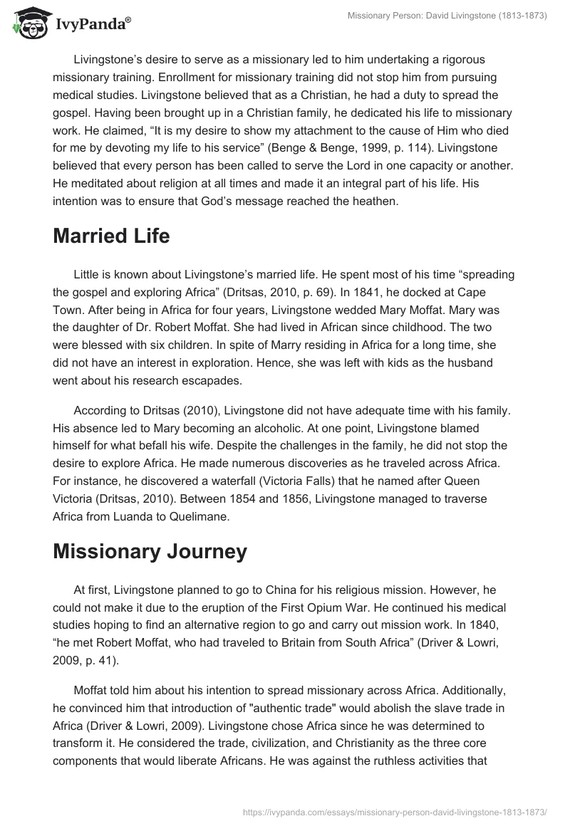 Missionary Person: David Livingstone (1813-1873). Page 2