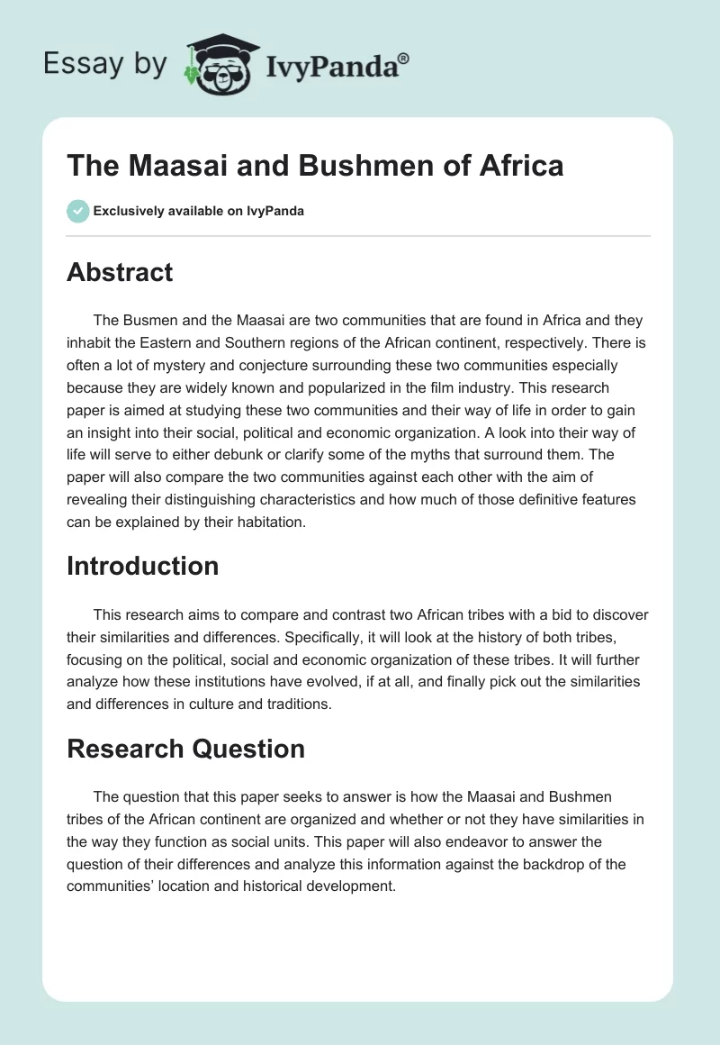 The Maasai and Bushmen of Africa. Page 1