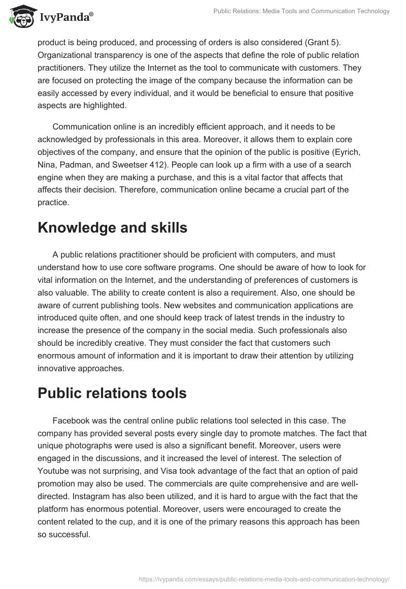 Public Relations: Media Tools and Communication Technology. Page 2