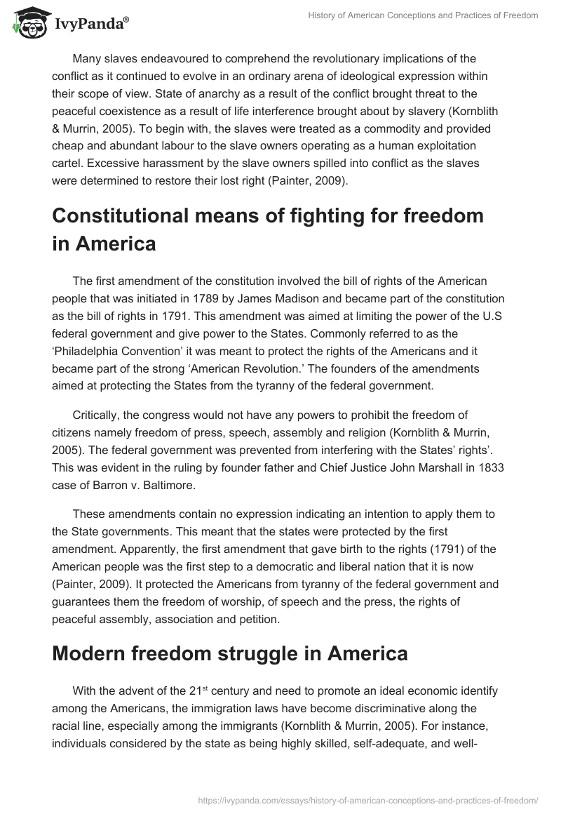 History of American Conceptions and Practices of Freedom. Page 5