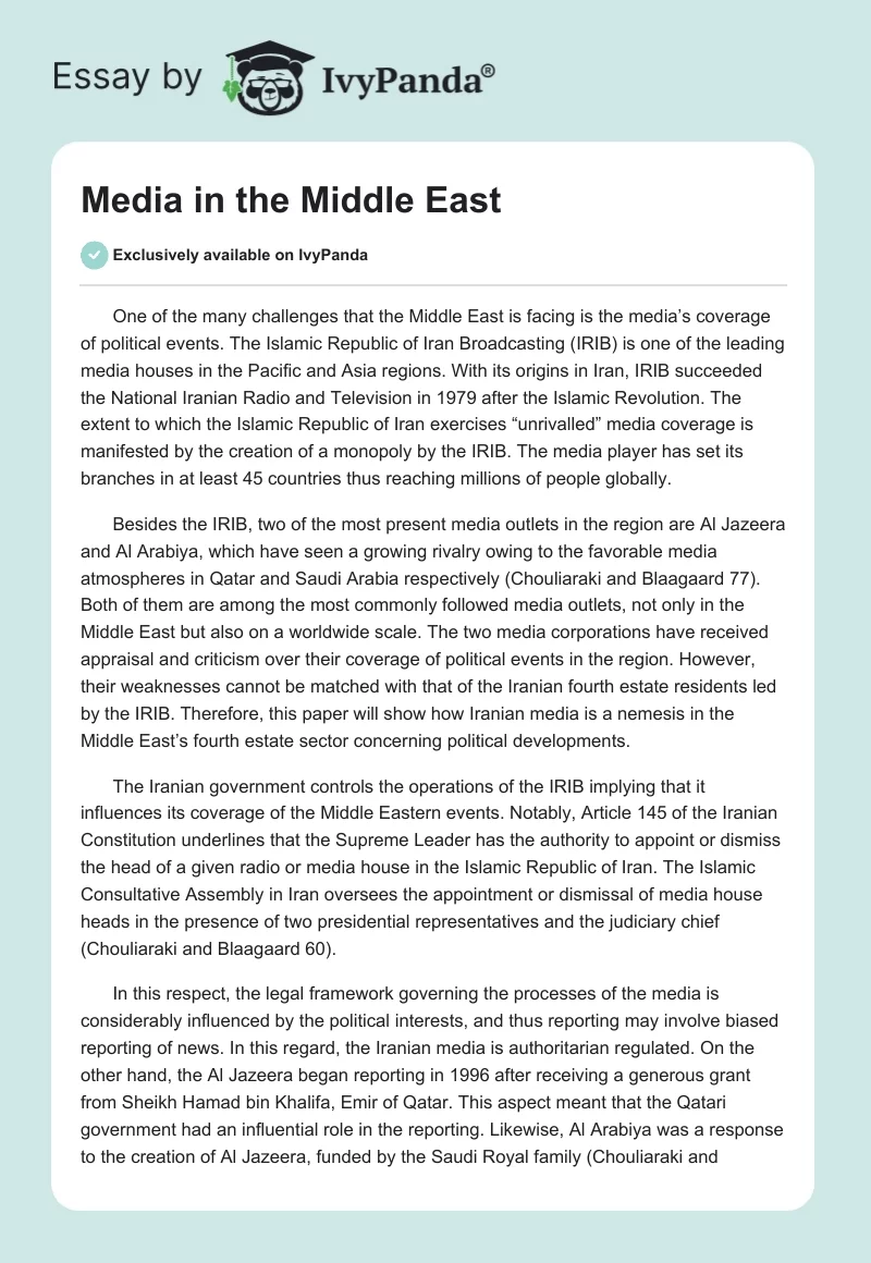 Media in the Middle East. Page 1