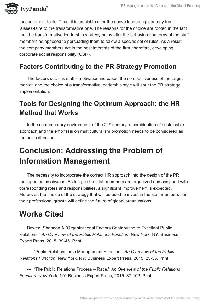 PR Management in the Context of the Global Economy. Page 5