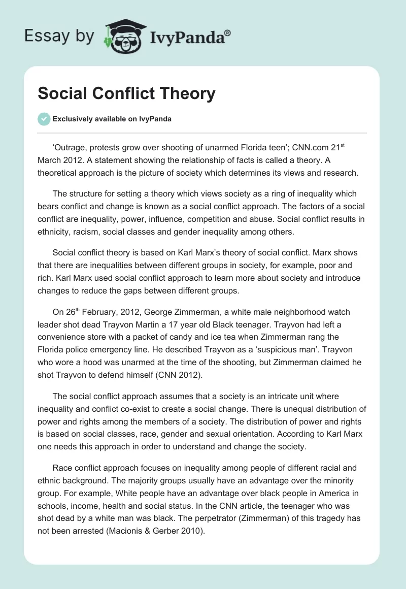 Social Conflict Theory. Page 1