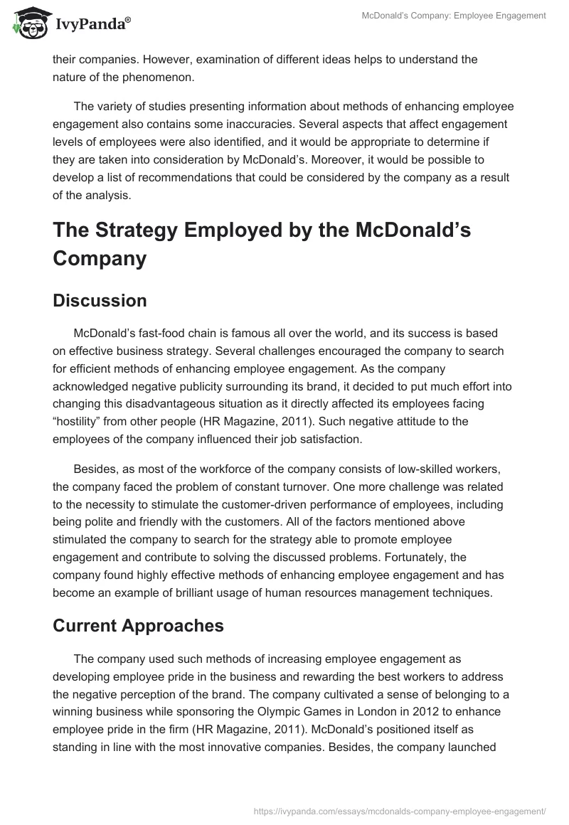 McDonald’s Company: Employee Engagement. Page 4