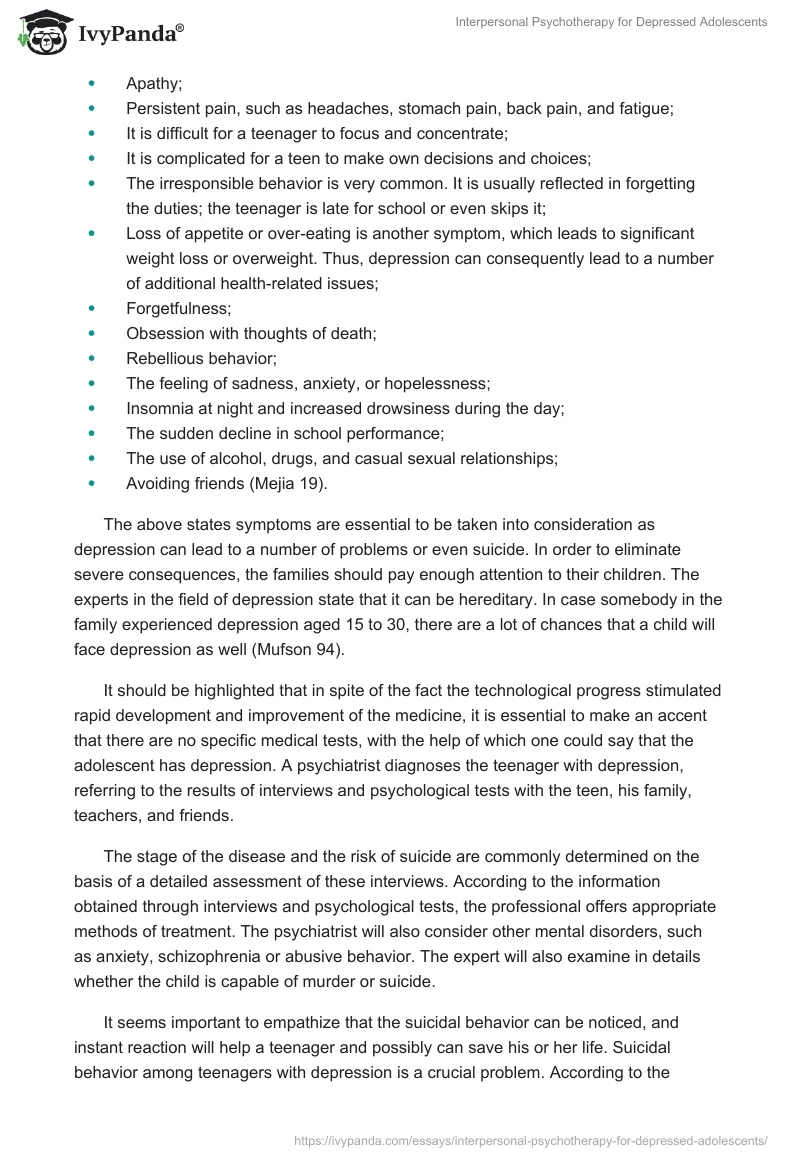 Interpersonal Psychotherapy for Depressed Adolescents. Page 2