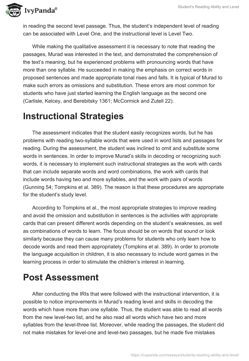 Student’s Reading Ability and Level. Page 2