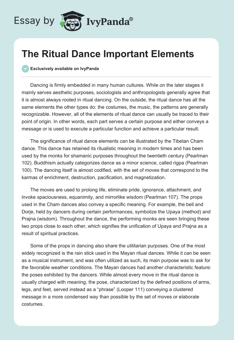 The Ritual Dance Important Elements. Page 1