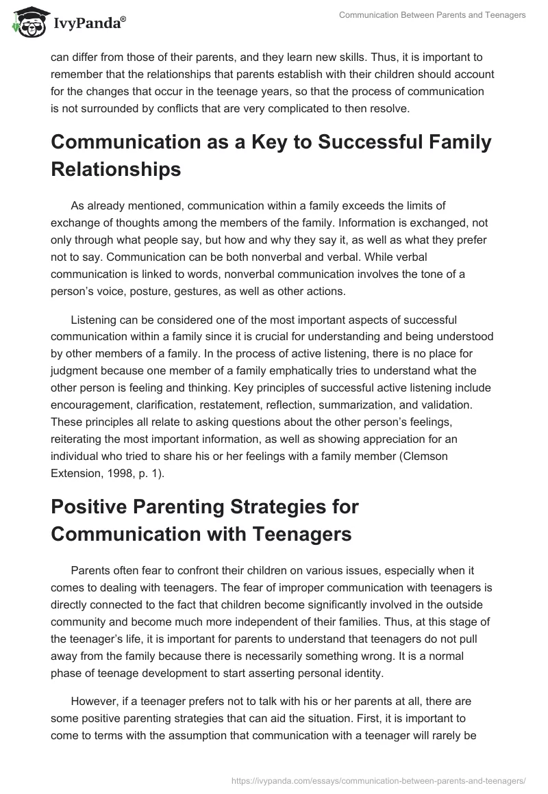 Communication Between Parents and Teenagers. Page 2