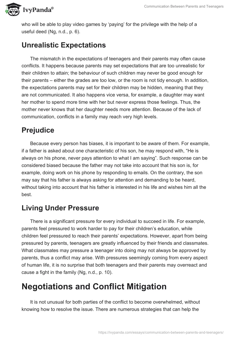 Communication Between Parents and Teenagers. Page 5