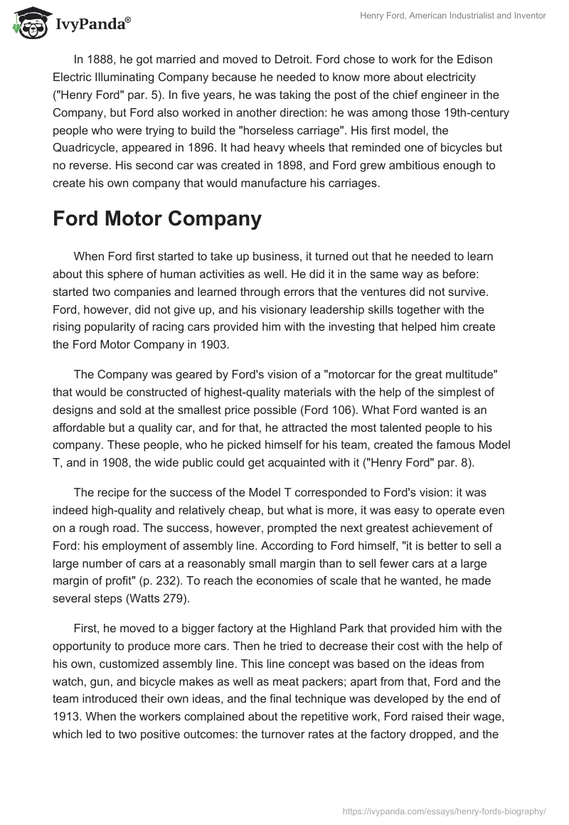 Henry Ford, American Industrialist and Inventor. Page 2