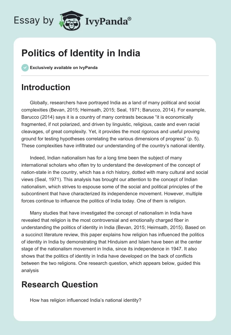 Politics of Identity in India. Page 1