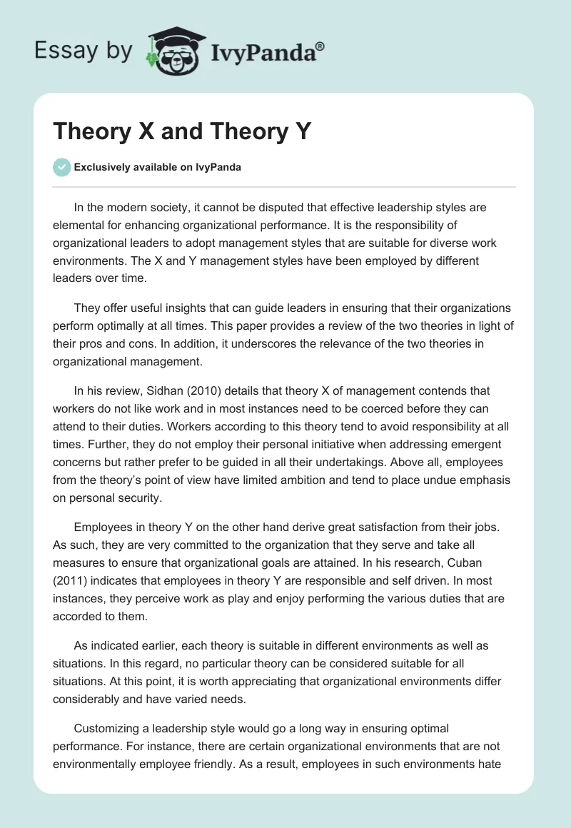 Theory X and Theory Y. Page 1
