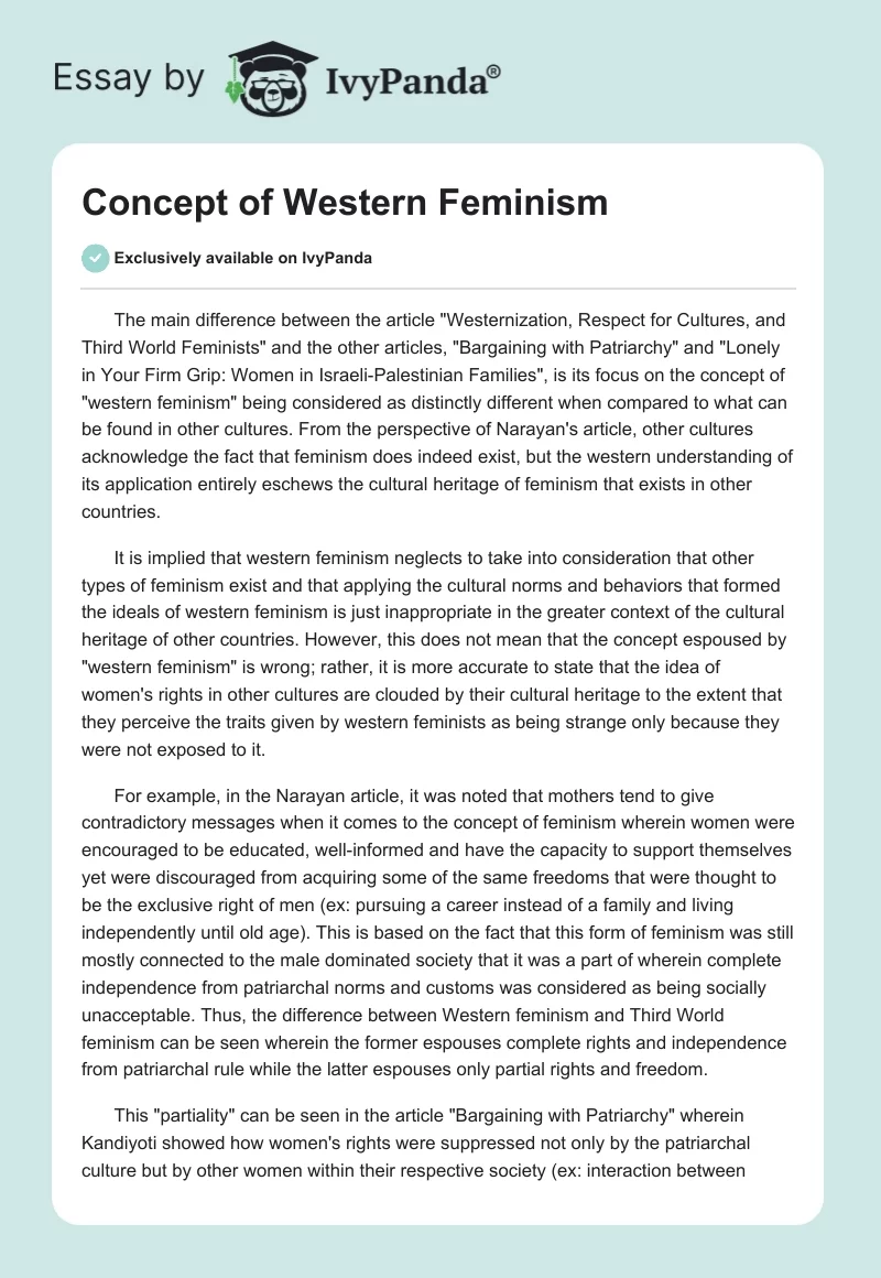 Concept of "Western Feminism". Page 1