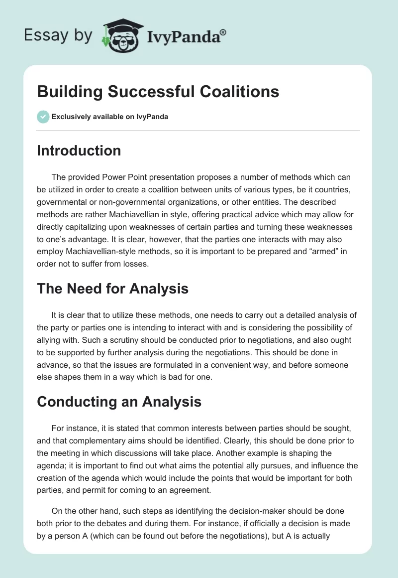 Building Successful Coalitions. Page 1