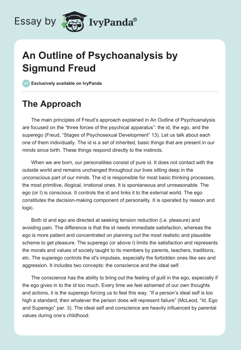 sigmund freud essay on psychoanalysis