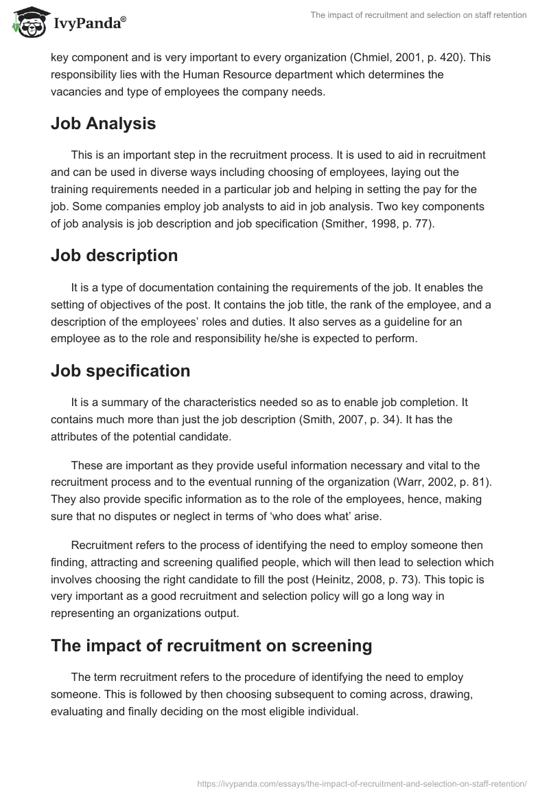 The Impact of Recruitment and Selection on Staff Retention. Page 2