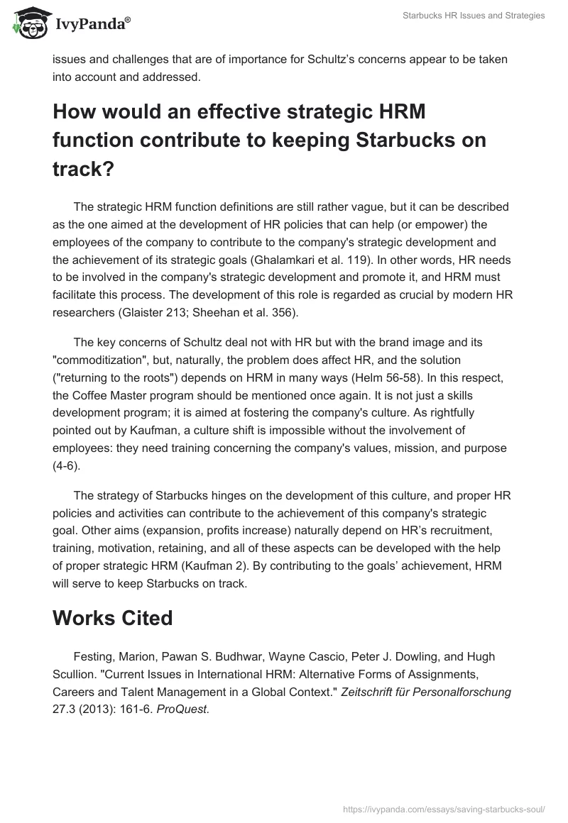 Starbucks HR Issues and Strategies. Page 2