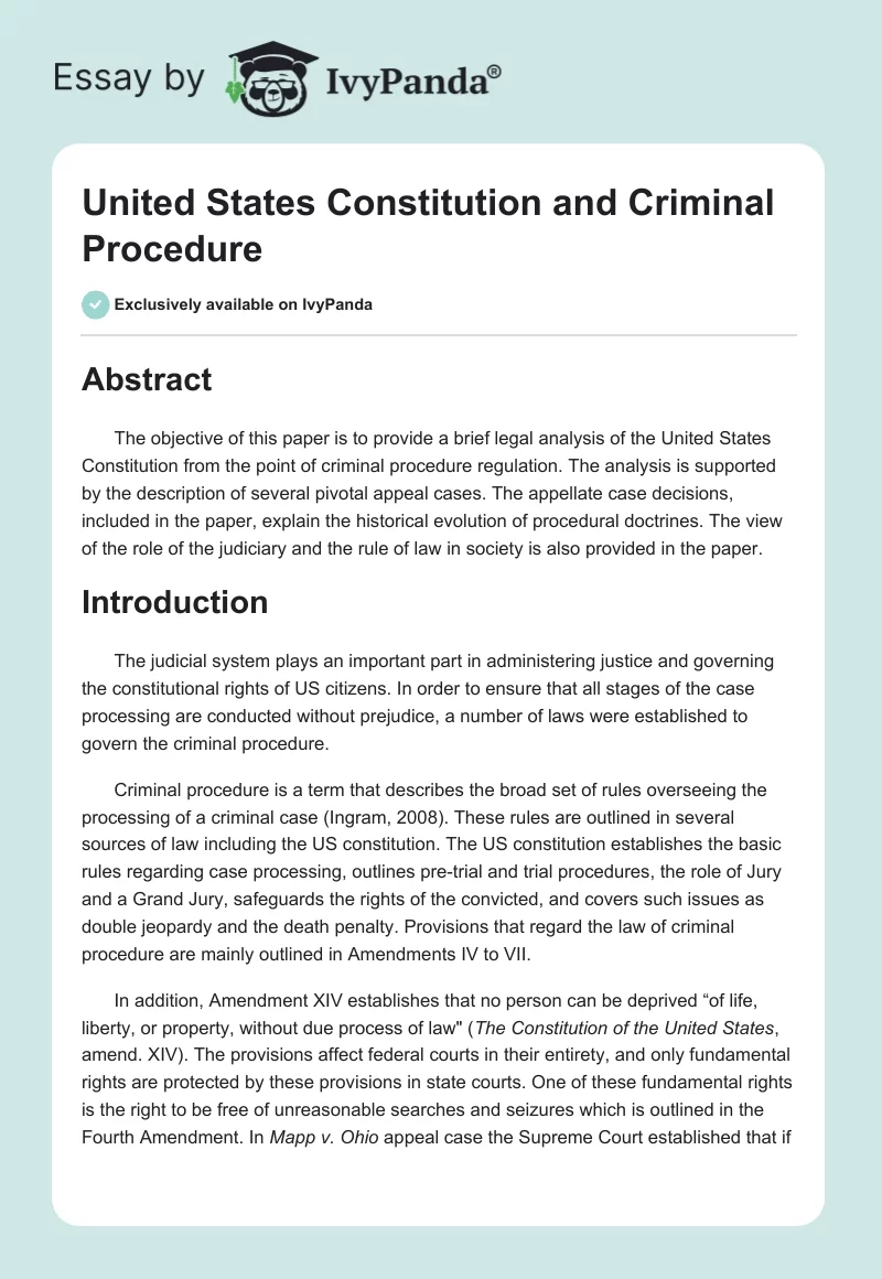 United States Constitution and Criminal Procedure. Page 1