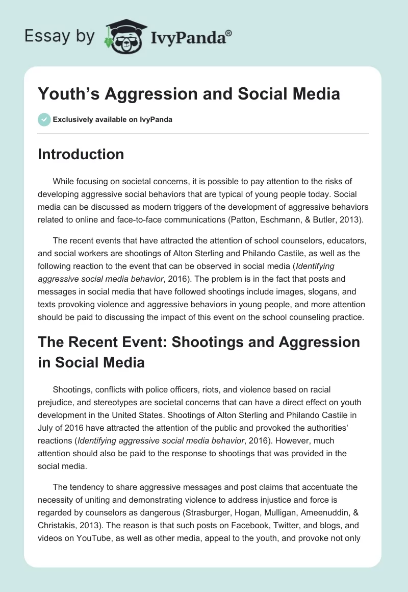Youth’s Aggression and Social Media. Page 1