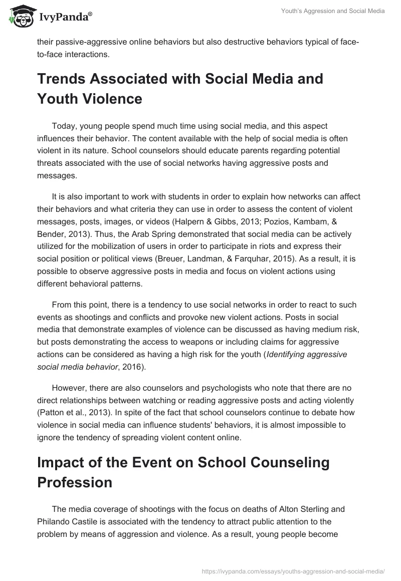 Youth’s Aggression and Social Media. Page 2