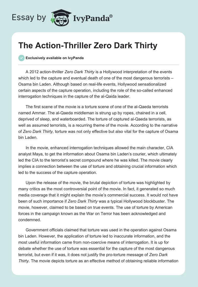 The Action-Thriller "Zero Dark Thirty". Page 1