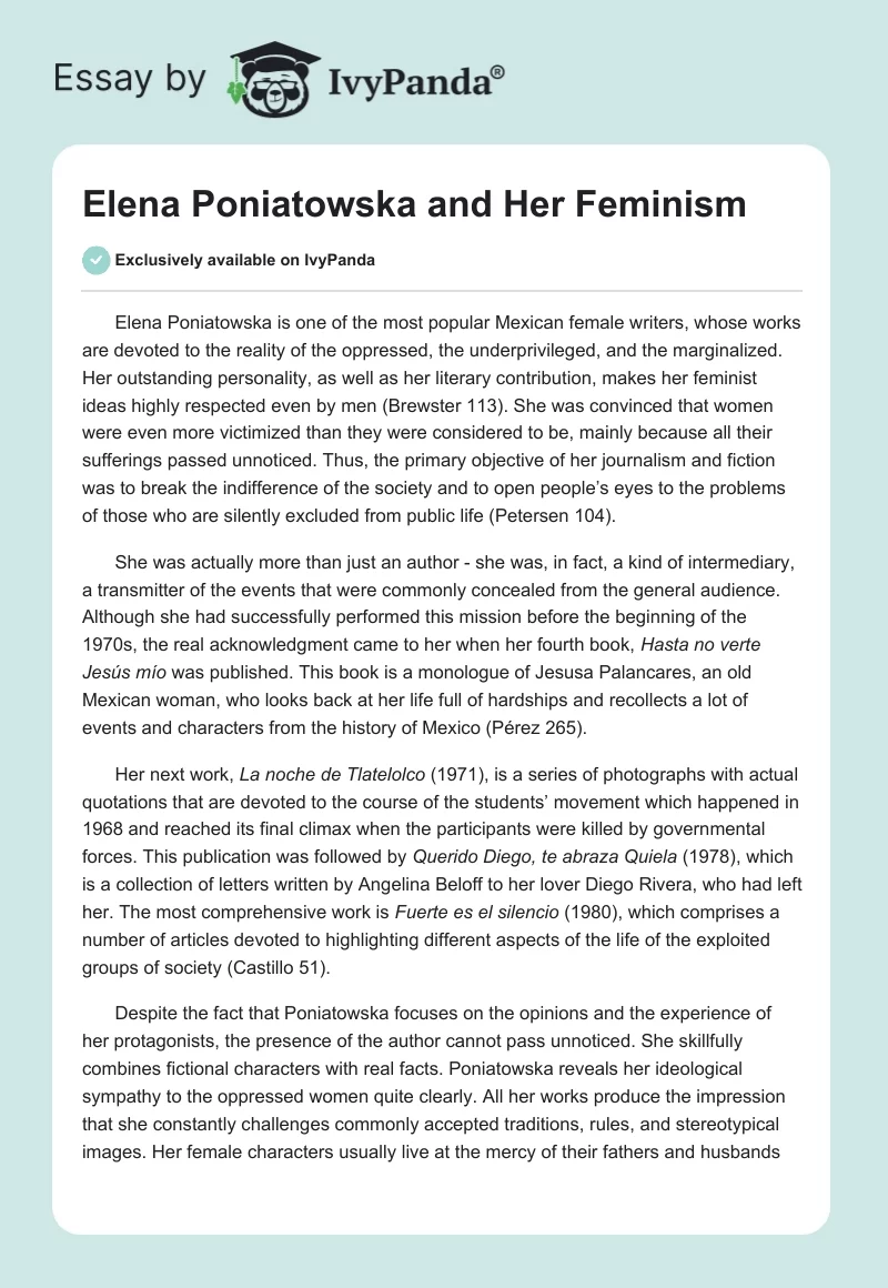 Elena Poniatowska and Her Feminism. Page 1