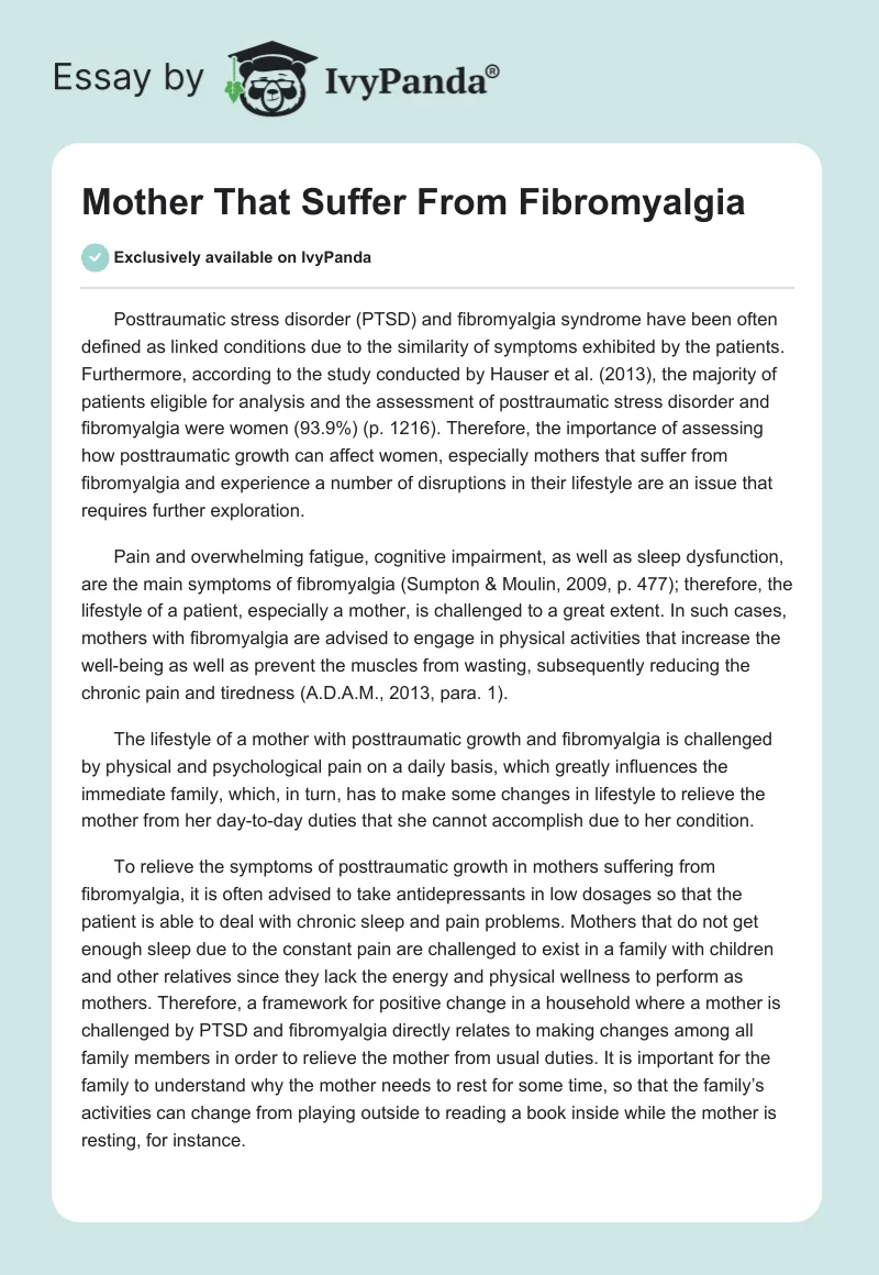 Mother That Suffer From Fibromyalgia. Page 1