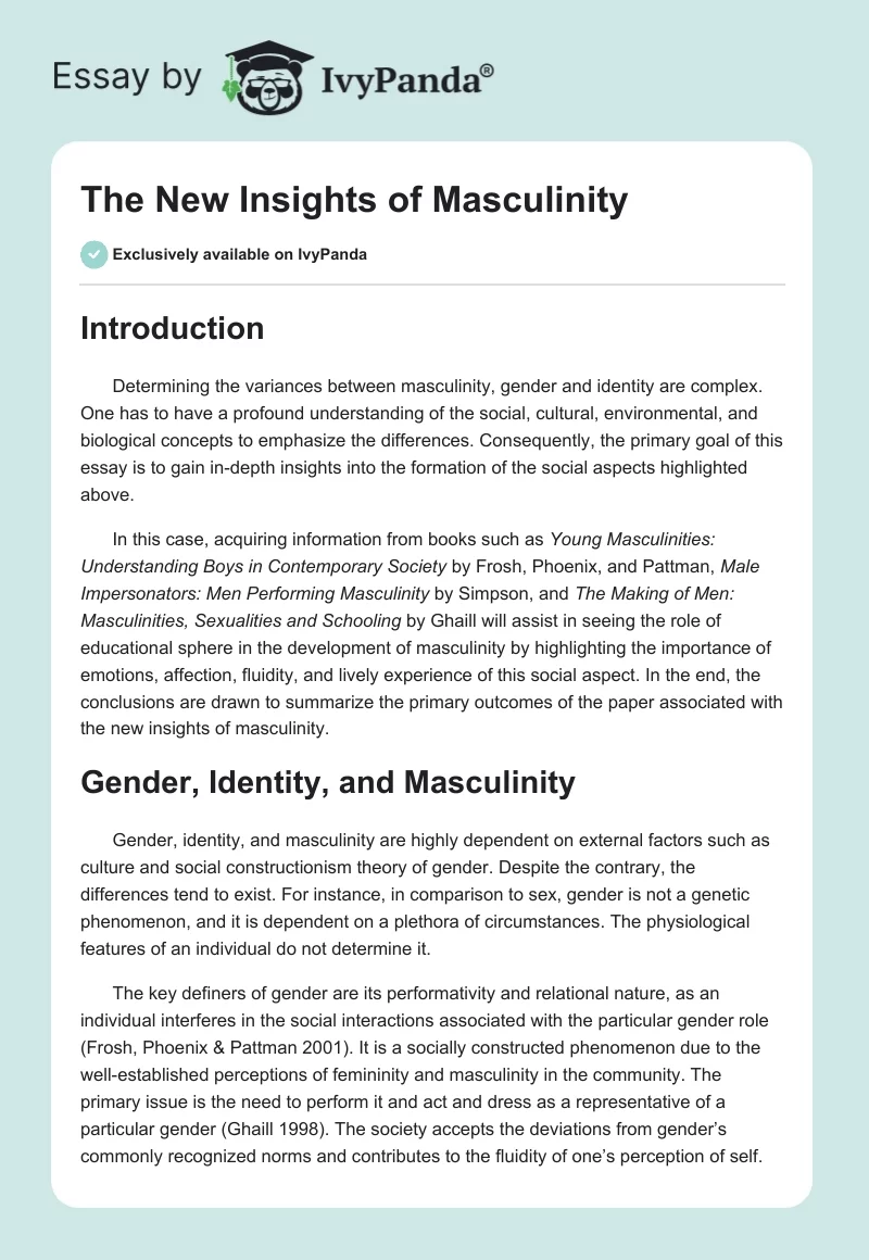 The New Insights of Masculinity. Page 1