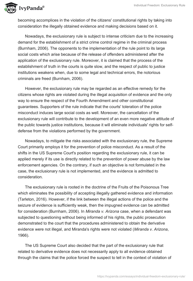 Individual Freedom: Exclusionary Rule. Page 2