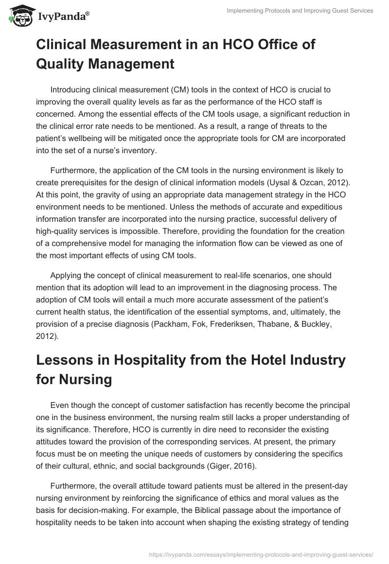 Implementing Protocols and Improving Guest Services. Page 2