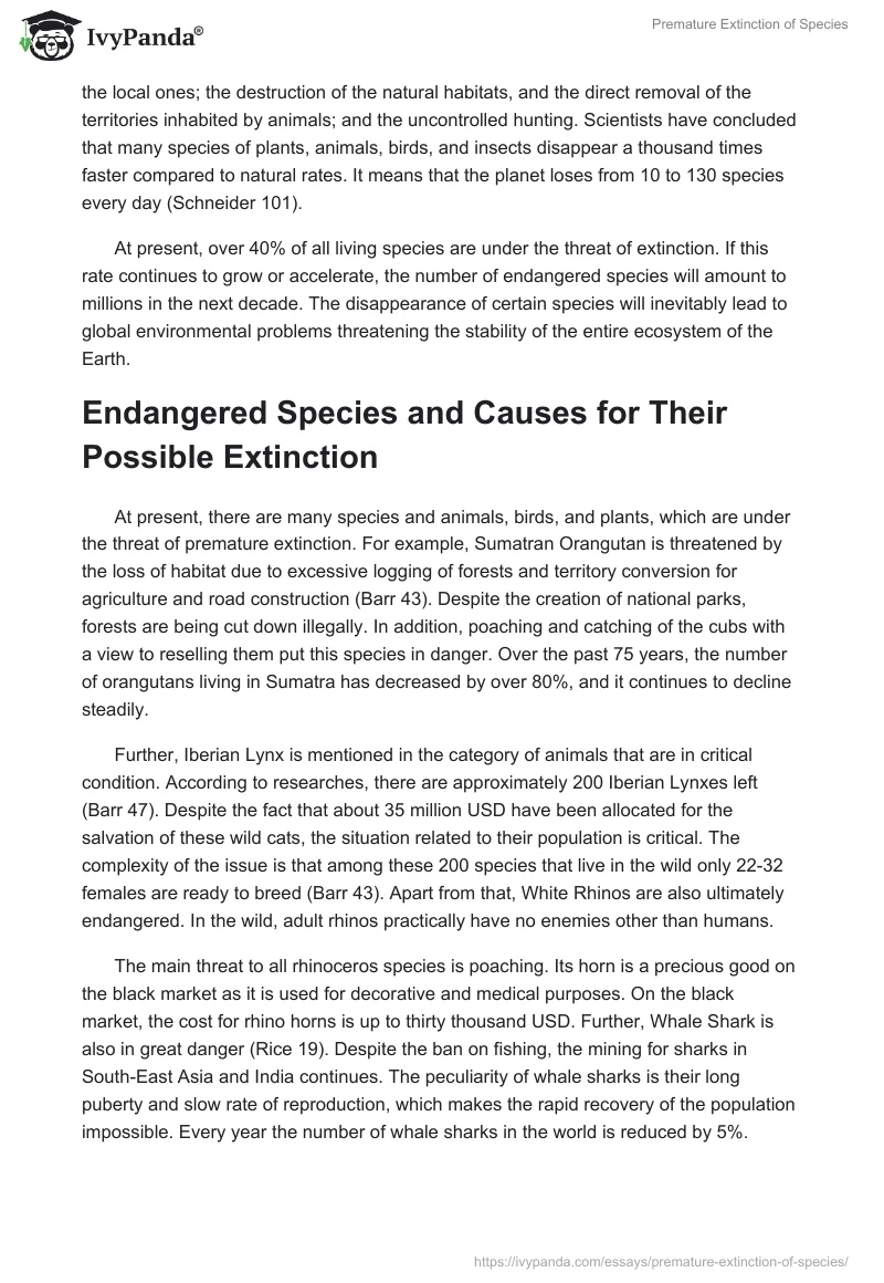 Premature Extinction of Species. Page 3