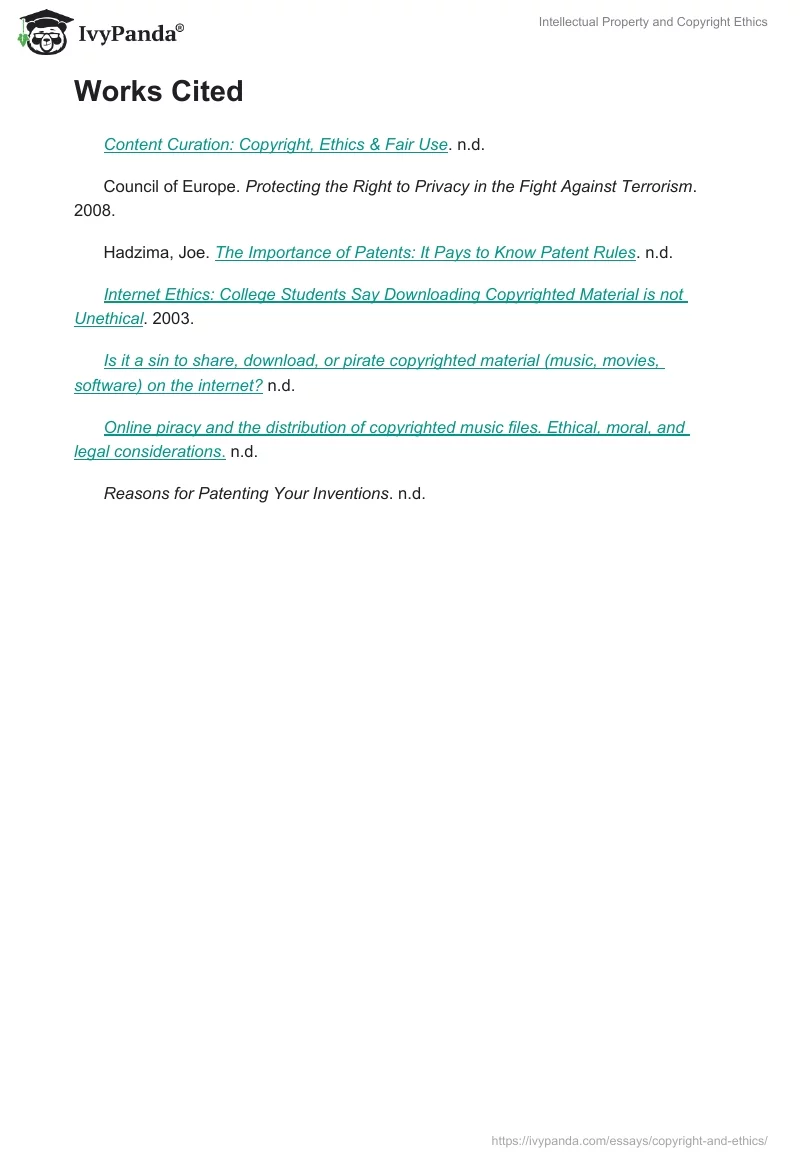 Intellectual Property and Copyright Ethics. Page 3