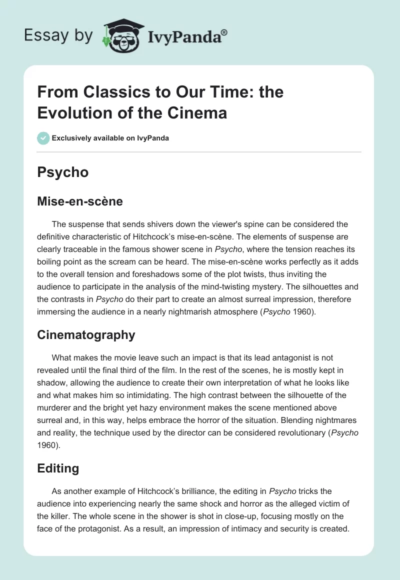 From Classics to Our Time: the Evolution of the Cinema. Page 1