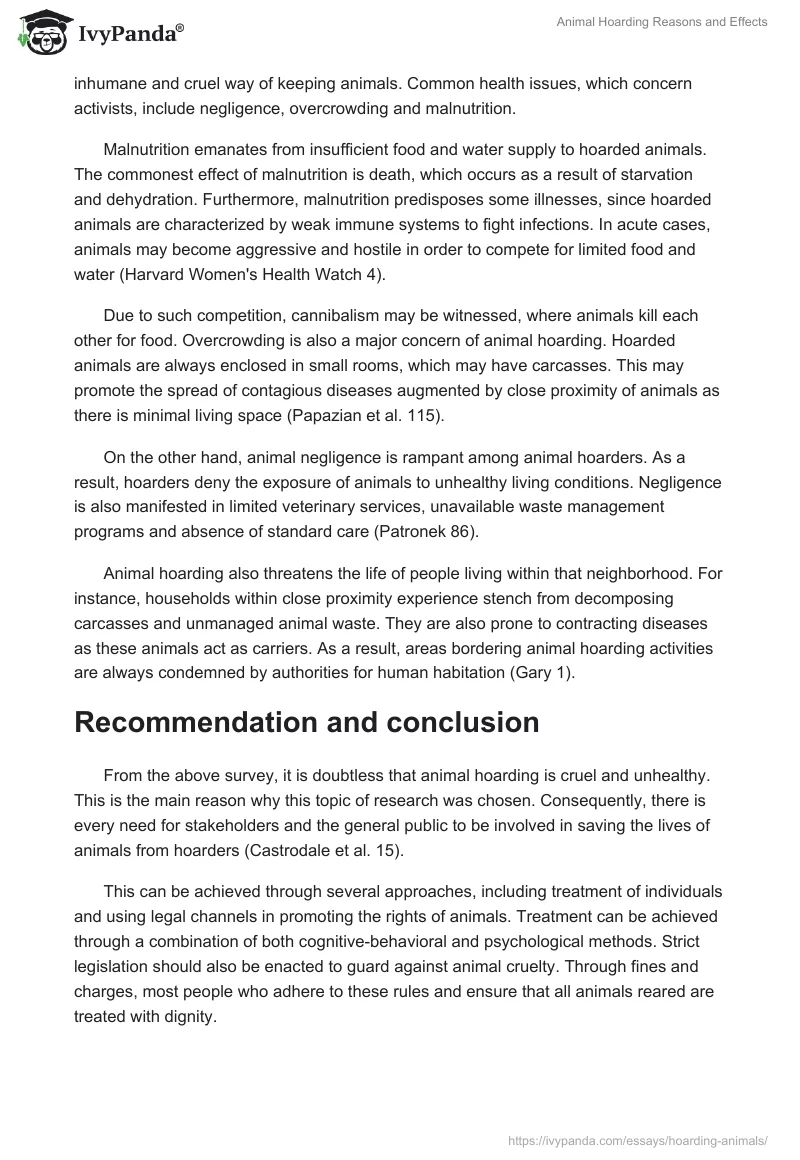 Animal Hoarding Reasons and Effects. Page 4