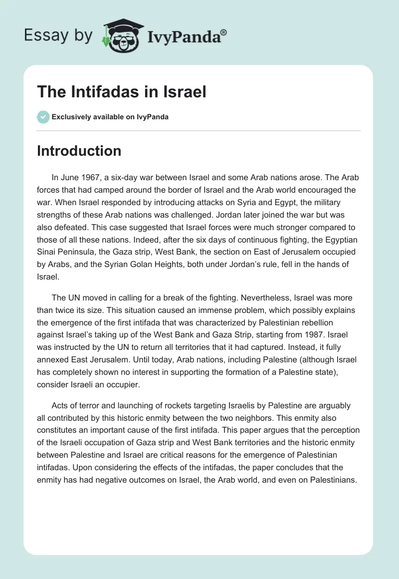 The Intifadas in Israel. Page 1