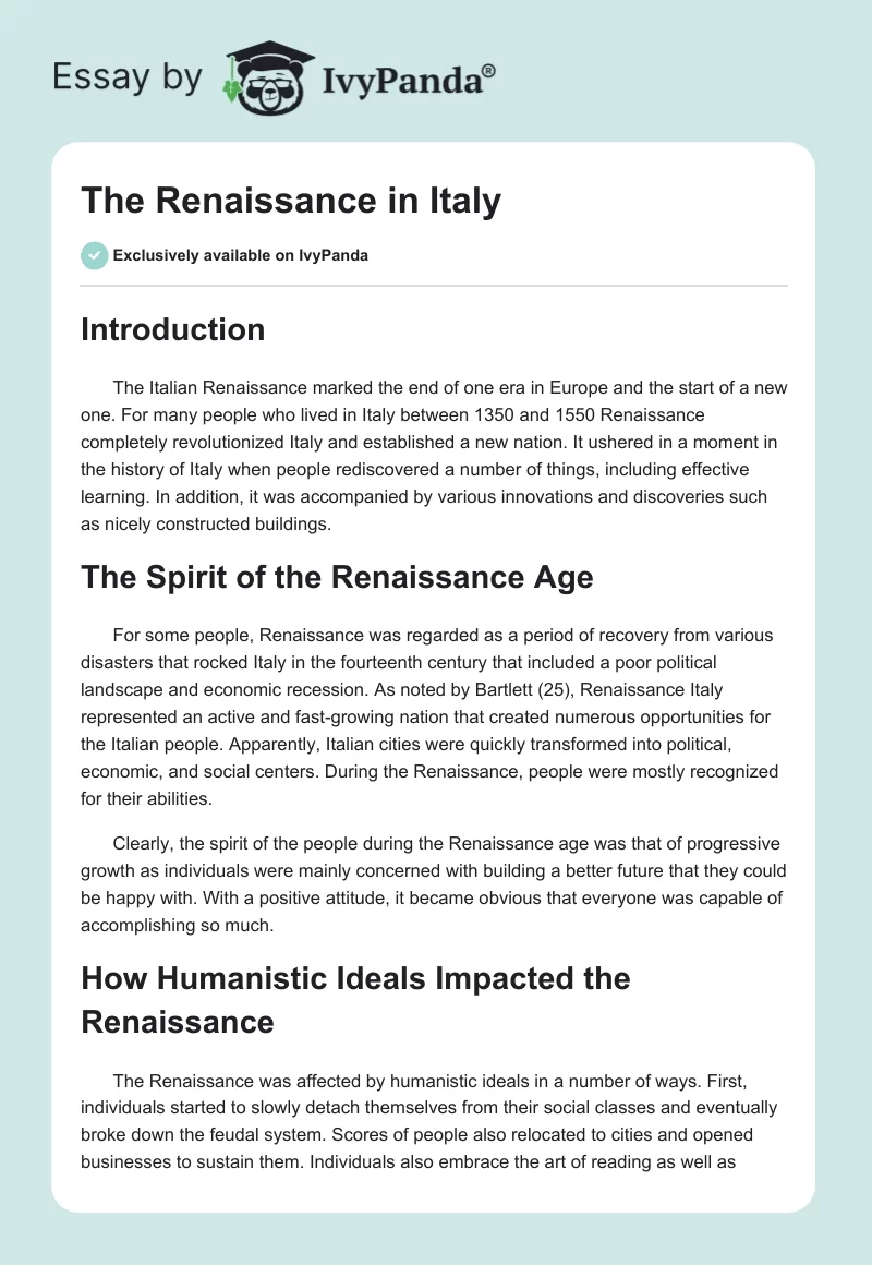 The Renaissance in Italy. Page 1
