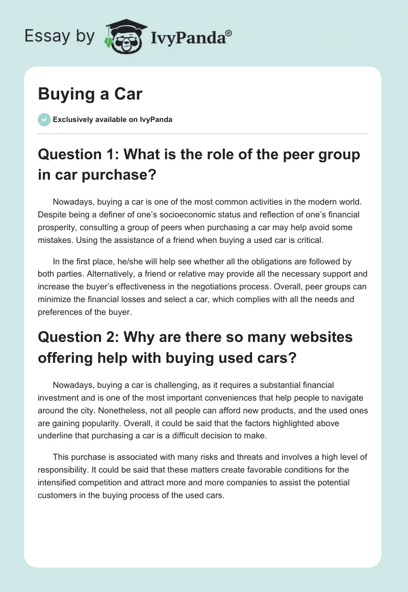 Buying a Car. Page 1