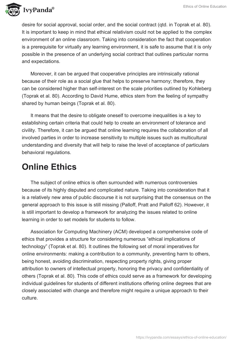 Ethics of Online Education. Page 2