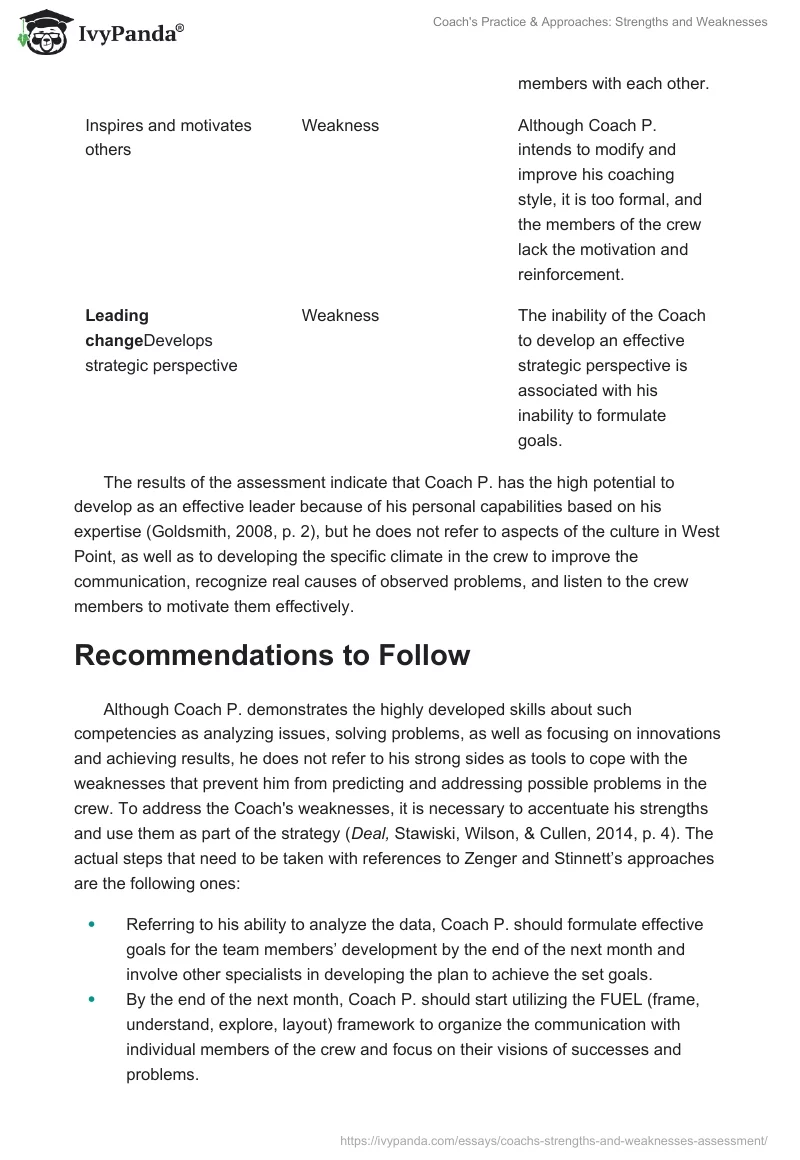 Coach's Practice & Approaches: Strengths and Weaknesses. Page 3