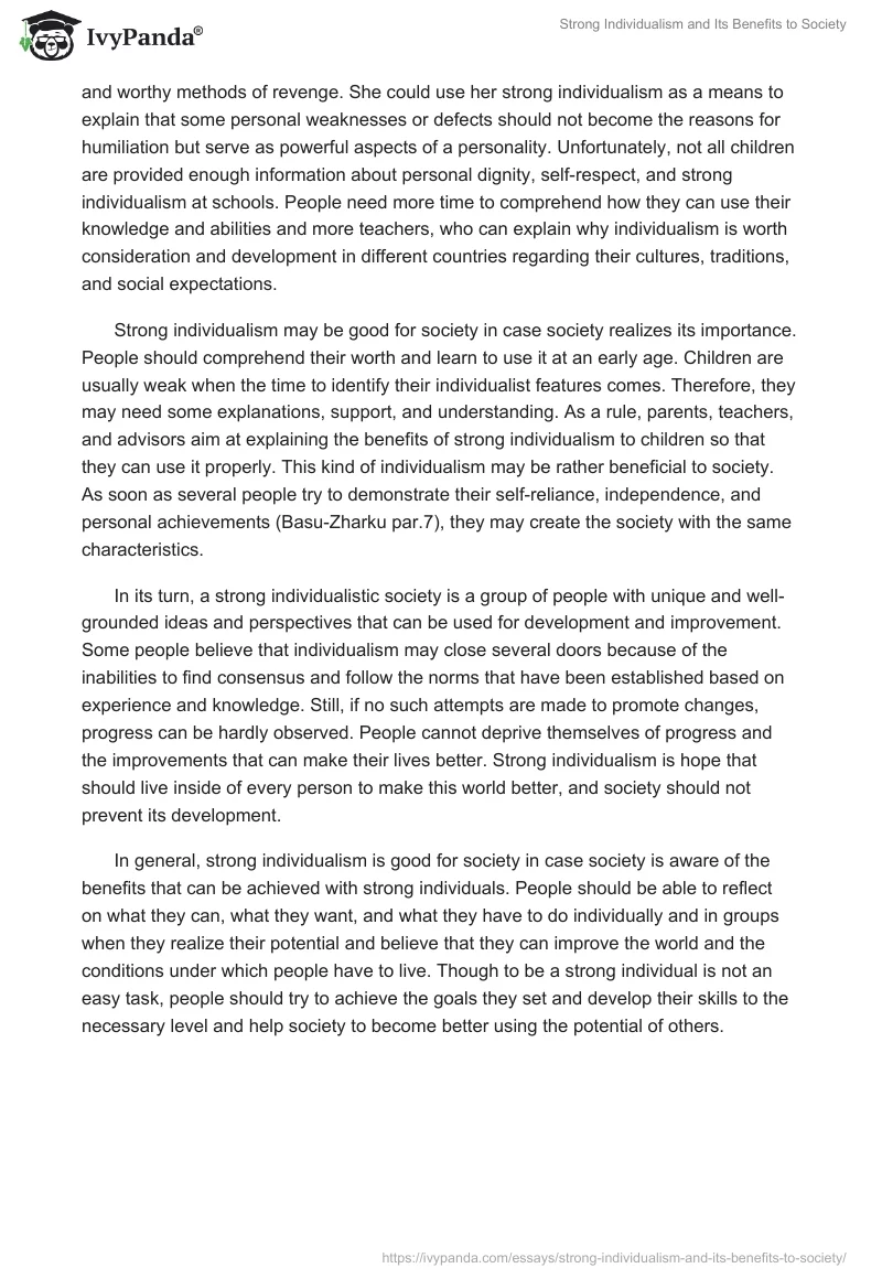 Strong Individualism and Its Benefits to Society. Page 2