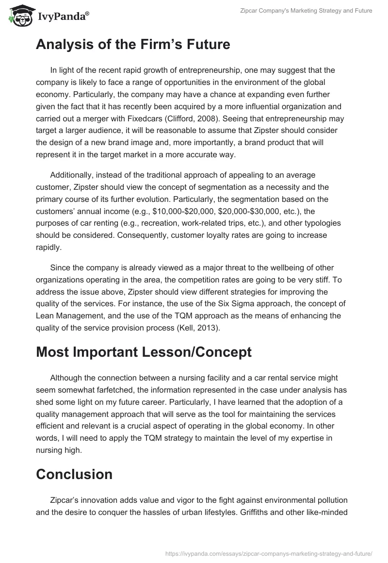 Zipcar Company's Marketing Strategy and Future. Page 3
