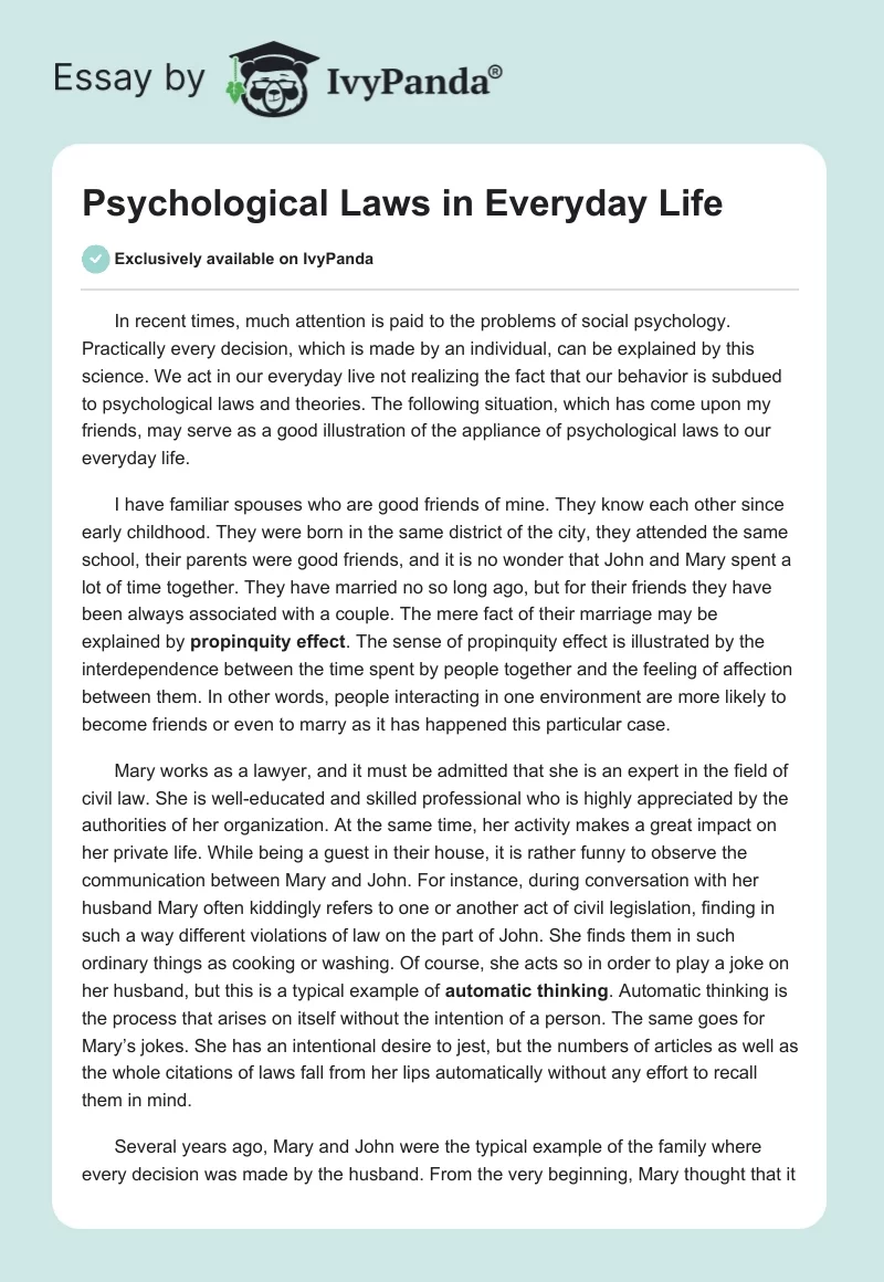 Psychological Laws in Everyday Life. Page 1